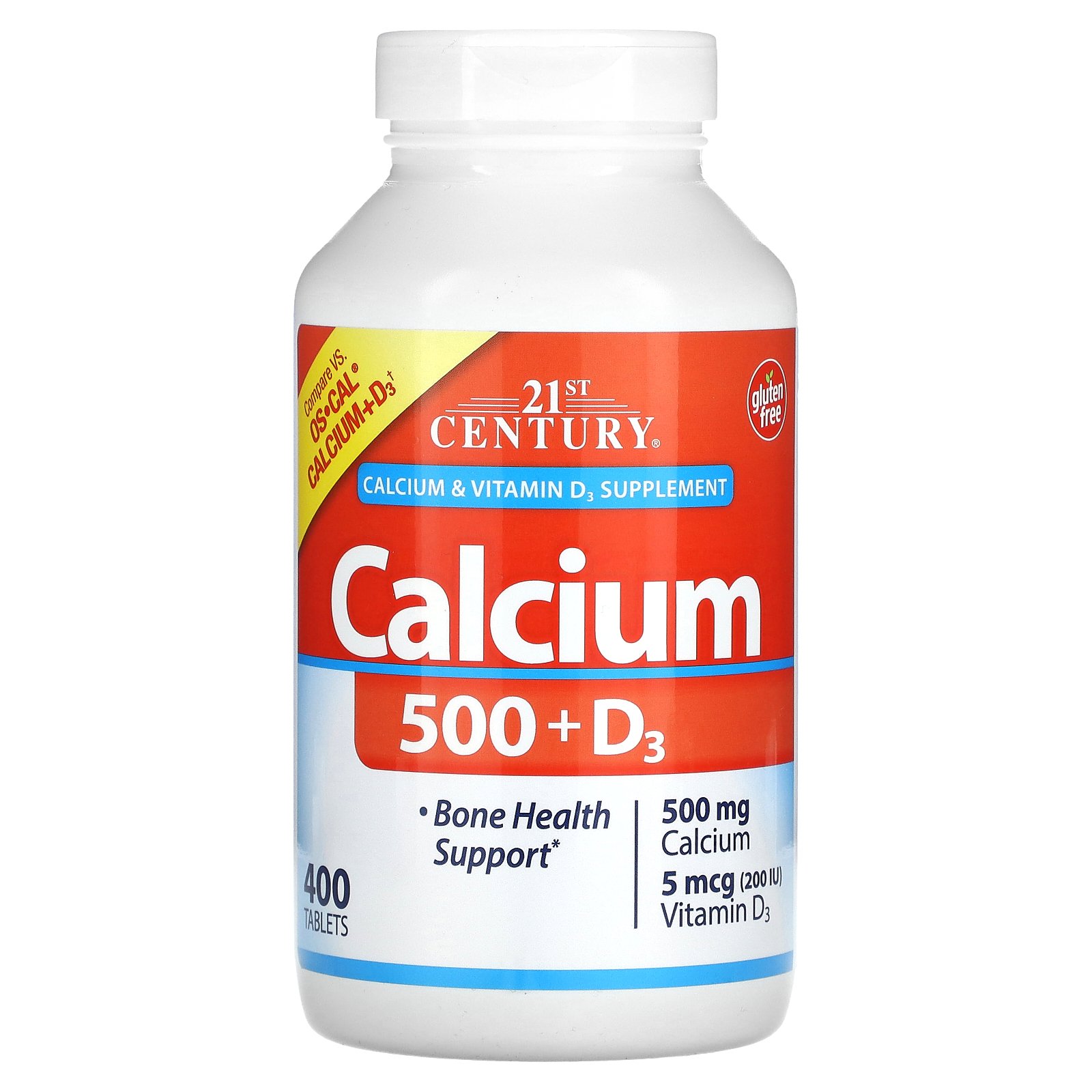 21st Century, Calcium 500 + D3, 400 Tablets