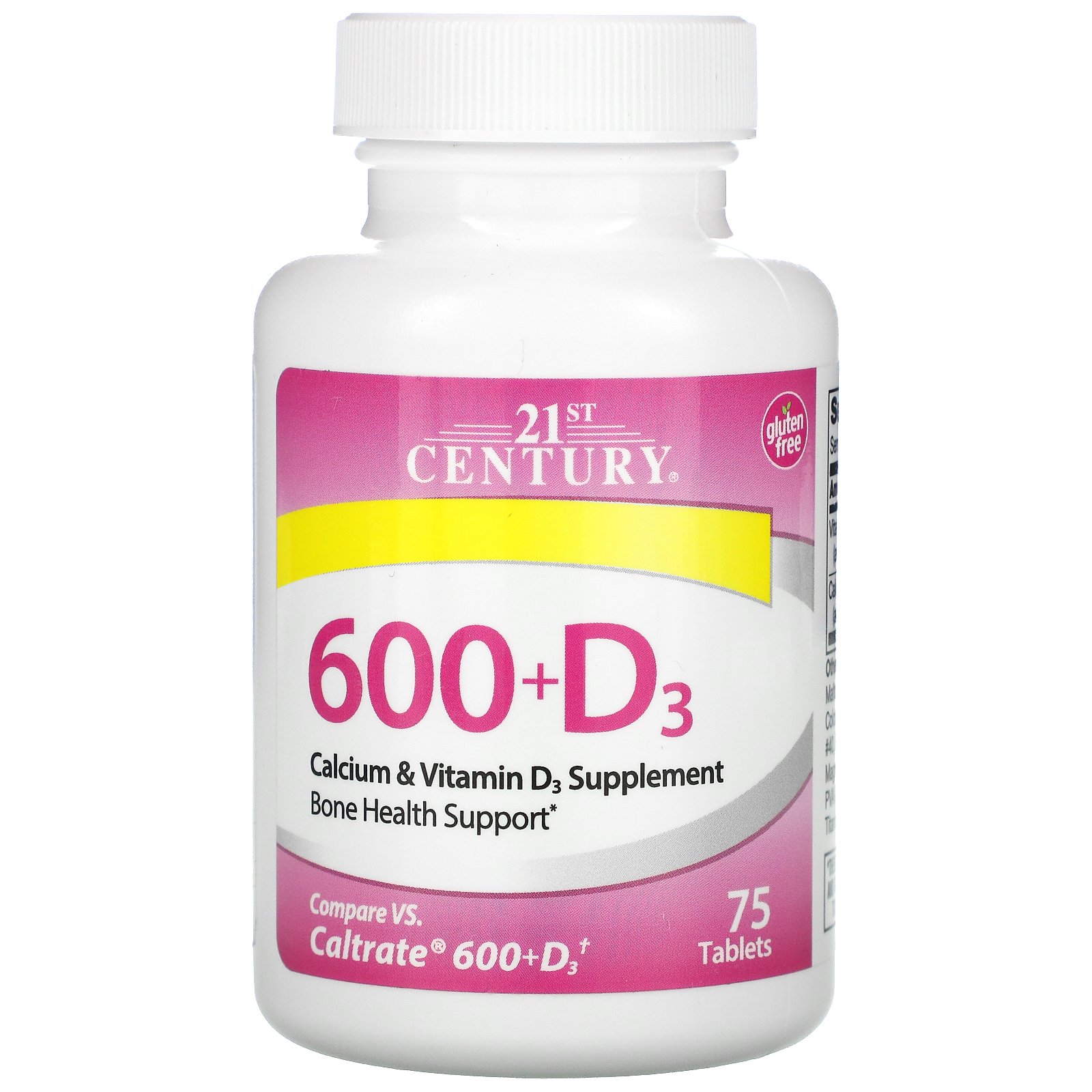 21st Century 600 D3 Calcium Vitamin D3 Supplement 75 Tablets Iherb