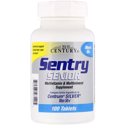 Фото - Sentry, Senior, для мужчин старше 50 лет, мультивитаминная и мультиминеральная добавка, 100 таблеток alive жевательные витамины для мужчин старше 50 лет 75 жевательных таблеток