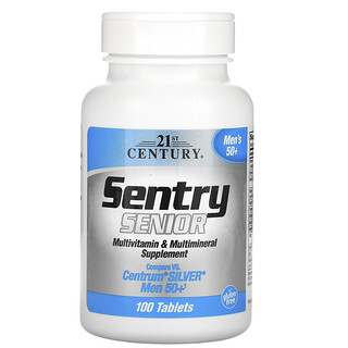 21st Century, Sentry Senior، مكمل غذائي متعدد الفيتامينات والمعادن للرجال أكبر من 50 عامًا، 100 قرص