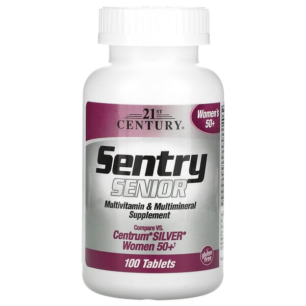 Sentry Senior، مكمل غذائي متعدد الفيتامينات والمعادن للسيدات أكبر من 50 عامًا، 100 قرص
