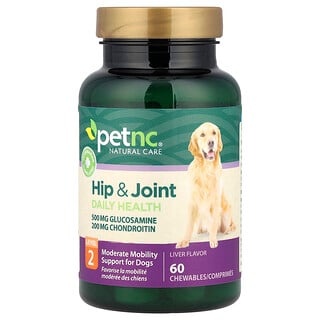 petnc NATURAL CARE, Hip & Joint Daily Health, Level 2, For Dogs, Liver, 60 Chewables