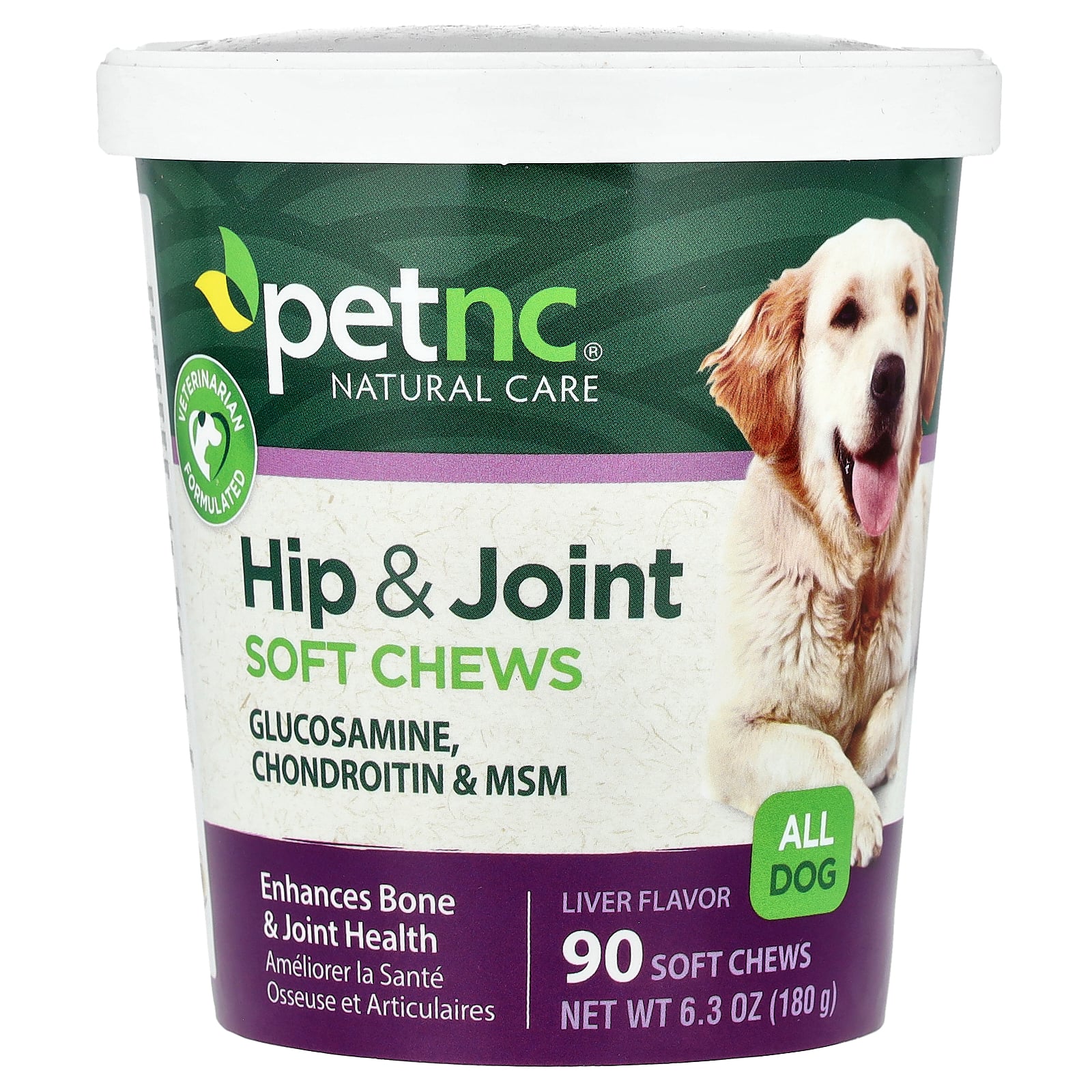 Hip & Joint Soft Chews, All Dog, Liver, 90 Soft Chews, 6.3 oz 180 g