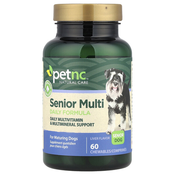 petnc NATURAL CARE Senior Multi Daily Formula, Senior Dog, Liver, 60 Chewables