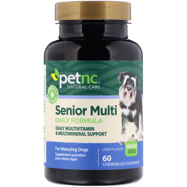 petnc NATURAL CARE‏, Senior Multi Daily Formula, Senior Dog, Liver Flavor, 60 Chewables