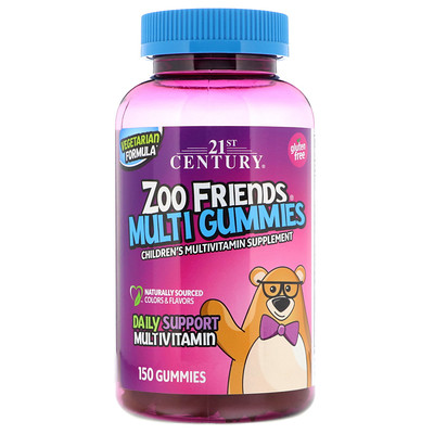 21st Century Zoo Friends Multi Gummies, Children's Multivitamin Supplement, 150 Gummies