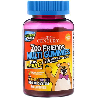 21st Century Zoo Friends Multi Gummies, Plus Extra C, 60 Gummies