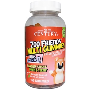 21st Century, Жевательные мультивитамины Друзья из Зоопарка, Мультивитаминная пищевая добавка для детей, 150 жевательных таблеток