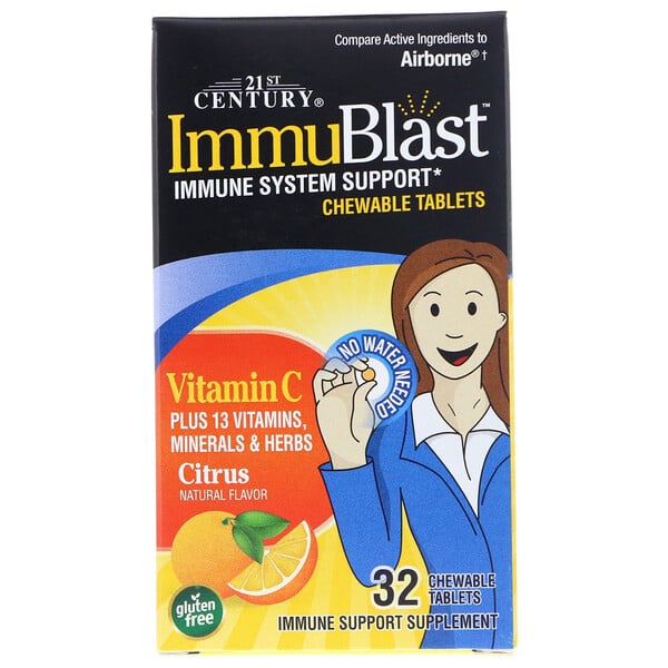 21st Century, Витамины ImmuBlast, Цитрусовый вкус, 32 Жевательные таблетки
