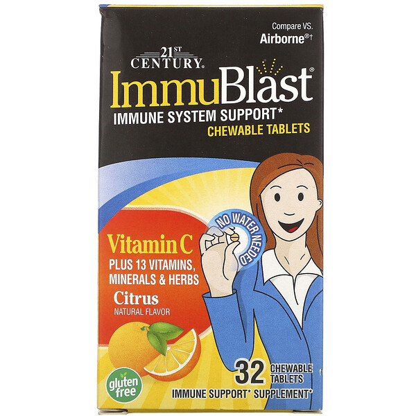 ImmuBlast, ויטמין C, הדרים, 32 טבליות לעיסות