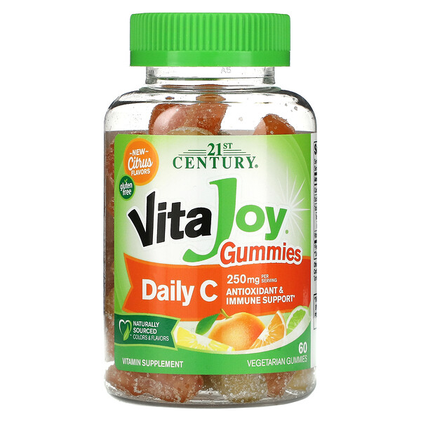 21st Century‏, VitaJoy، علكات فيتامين جـ اليومية، 125 ملجم، 60 علكة نباتية