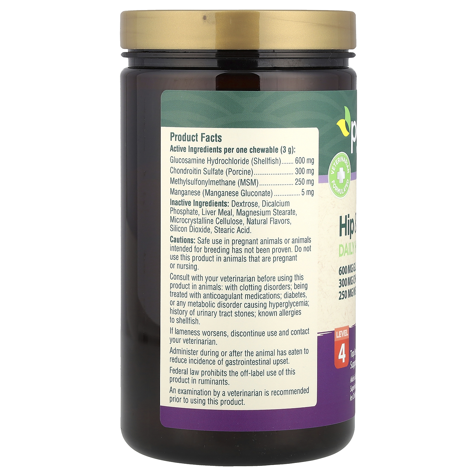 Hip & Joint Daily Health, Level 4, For Dogs, Liver, 150 Chewables - Bild 2 von 3