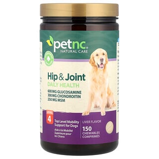 petnc NATURAL CARE, Hip & Joint Daily Health, Level 4, For Dogs, Liver, 150 Chewables