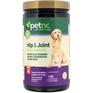petnc NATURAL CARE, 宠物自然护理，髋关节和关节健康，4级，肝脏味，150份咀嚼物