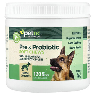 petnc NATURAL CARE, Comprimidos masticables blandos con prebióticos y probióticos, Para perros, Todos los tamaños, Hígado, 120 comprimidos masticables blandos, 180 g (6,3 oz)