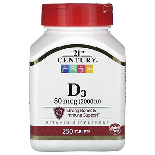 21st Century, D3, 50 mcg (2.000 IE), 250 tabletten