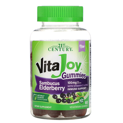 21st Century VitaJoy Gummies, Sambucus Elderberry, 60 Vegetarian Gummies