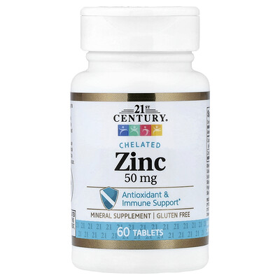 Product Image for 21st Century, Chelated Zinc, 50 mg, 60 Tablets