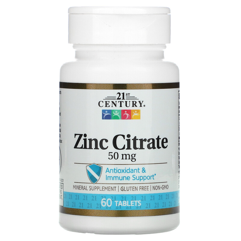 21st Century, Zinc Citrate, 50 mg, 60 Tablets iHerb