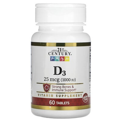

21st Century витамин D3 25 мкг (1000 МЕ) 60 таблеток
