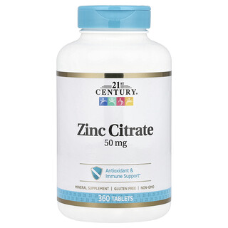 21st Century, Zinkcitrat, 50 mg, 360 tabletter