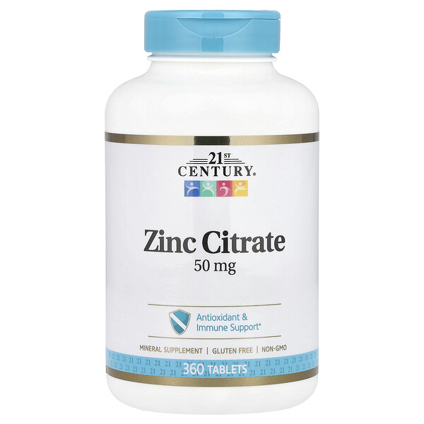 21st Century Zinc Citrate, 50 mg, 360 Tablets