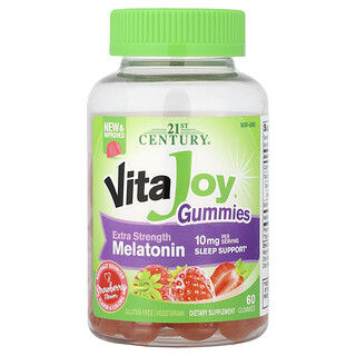 21st Century, Caramelle gommose alla melatonina VitaJoy®, fragola, 60 caramelle gommose (5 mg per caramella gommosa)