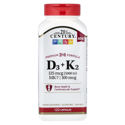 21st Century D3 + K2, 120 Capsules