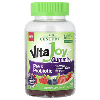 21st Century, VitaJoy® Pre ve Probiyotik Yumuşak Şeker, Orman Meyvesi, 60 Yumuşak Şeker