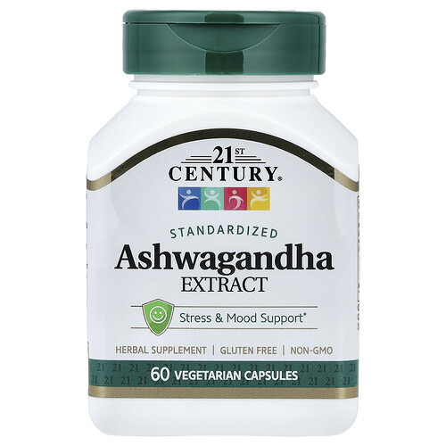 21st Century, Ashwagandha Extract, Standardized, 60 Vegetarian Capsules (500 mg per Capsule)