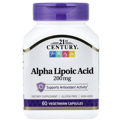 21st Century, Ácido alfa-lipoico, 200 mg, 60 cápsulas vegetales