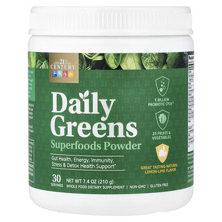 21st Century, Poudre de superaliments verts quotidiens, Citron vert, 210 g
