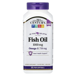 21st Century, Minyak Ikan Omega 90, 1.000 mg, 90 Kapsul Gel Lunak Ikan