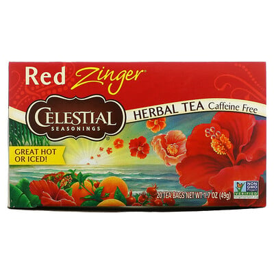 Celestial Seasonings травяной чай Red Zinger без кофеина 20 чайных пакетиков 49 г (1 7 унции)