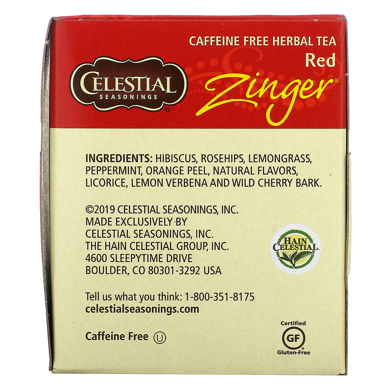 Celestial Seasonings, Herbal Tea, Red Zinger, Caffeine Free, 20 Tea