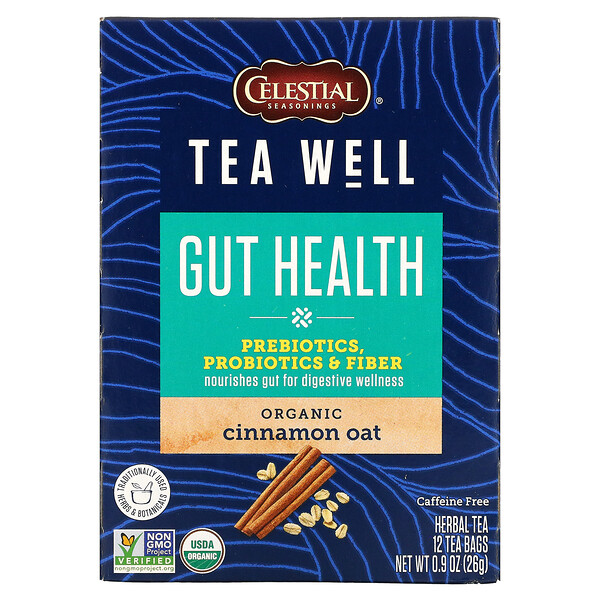 Gut Health, Organic Cinnamon Oat, Caffeine Free, 12 Tea Bags, 0.08 oz (2.3 g) Each