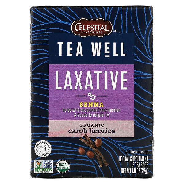 Celestial Seasonings, Laxative Tea, Senna, Organic Carob Licorice, Caffeine Free, 12 Tea Bags, 1.0 oz ( 27 g)