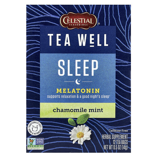 Celestial Seasonings, Tea Well, Sleep, Chamomile Mint, Caffeine Free, 12 Tea Bags, 0.5 oz (14 g)