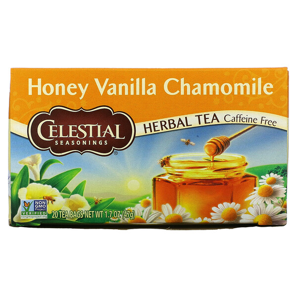 Celestial Seasonings‏, תה צמחים, קמומיל וניל דבש, נטול קפאין, 20 שקיקי תה, 47 גרם (1.7 אונקיות)