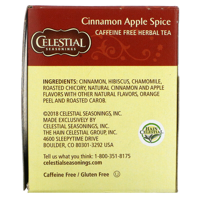 Celestial Seasonings, Herbal Tea, Cinnamon Apple Spice, Caffeine Free