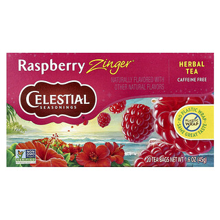 Celestial Seasonings, травяной чай, со вкусом пикантной малины, без кофеина, 20 чайных пакетиков, 45 г (1,6 унции)