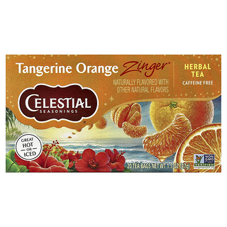 Celestial Seasonings, Tisana, mandarino e arancia Zinger, senza caffeina, 20 bustine di tè, 47 g
