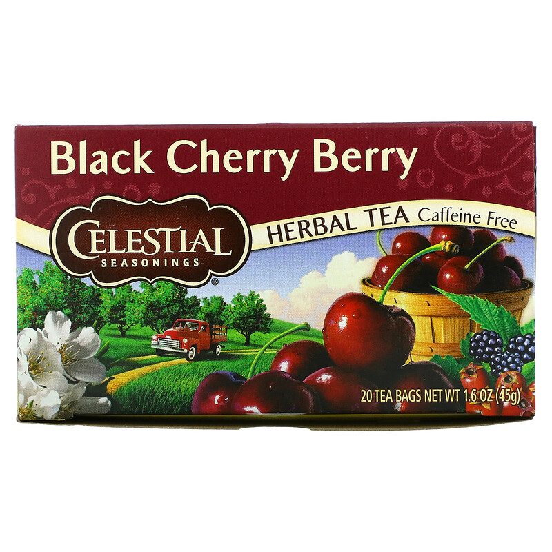 Celestial Seasonings, ハーバルティー、ブラックチェリー、カフェインフリー、20ティーバッグ、1.6 oz (44 g)