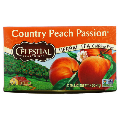 Купить Celestial Seasonings травяной чай, Country Peach Passion, без кофеина, 20 чайных пакетиков, 41 г (1, 4 унции)