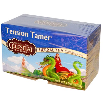 Celestial Seasonings Травяной чай, устранение напряжения, без кофеина, 20 чайных пакетиков, 1.5 унций (43 г)