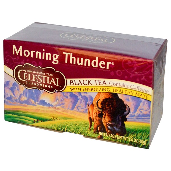 Celestial Seasonings, Black Tea, Morning Thunder, 20 Tea Bags, 1.4 oz