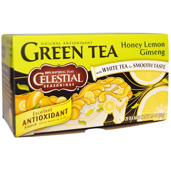Celestial Seasonings, Green Tea, Honey Lemon Ginseng, 20 ...