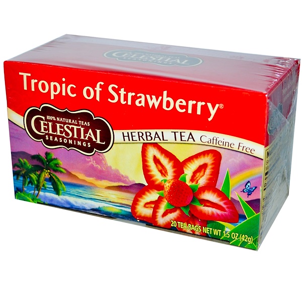 Celestial Seasonings, Herbal Tea, Tropic of Strawberry, Caffeine Free