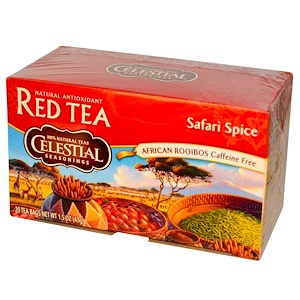 Celestial Seasonings, Красный чай, специи "Сафари", кофе без кофеина, 20 пакетиков, 1,5 унции (43 г)