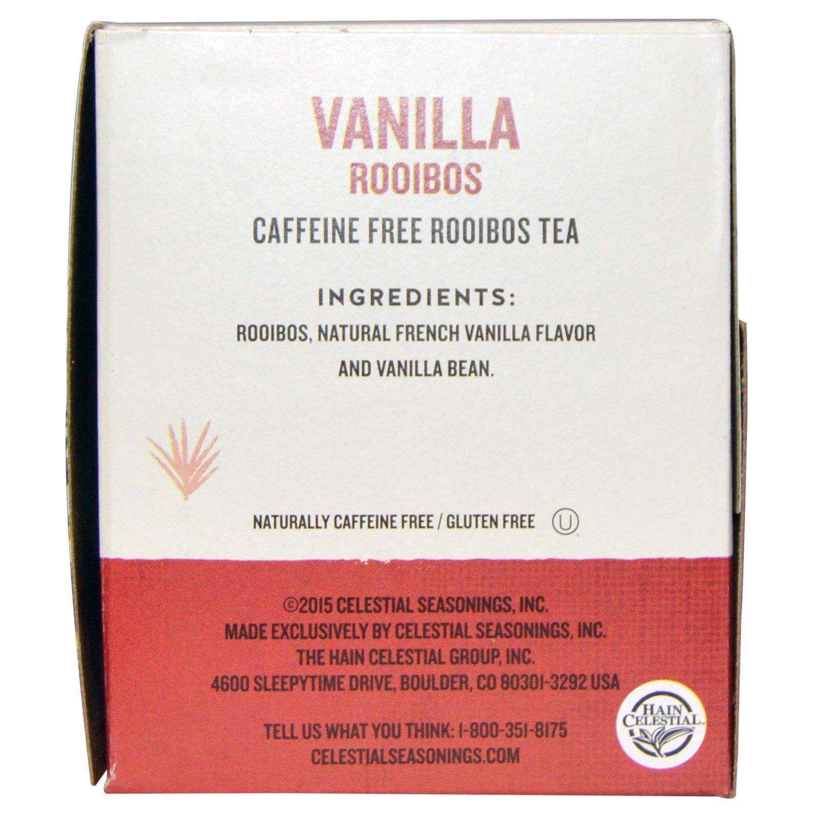 Celestial Seasonings, Rooibos Tea, Vanilla Rooibos, Caffeine Free, 20 Tea Bags, 1.5 oz (42 g